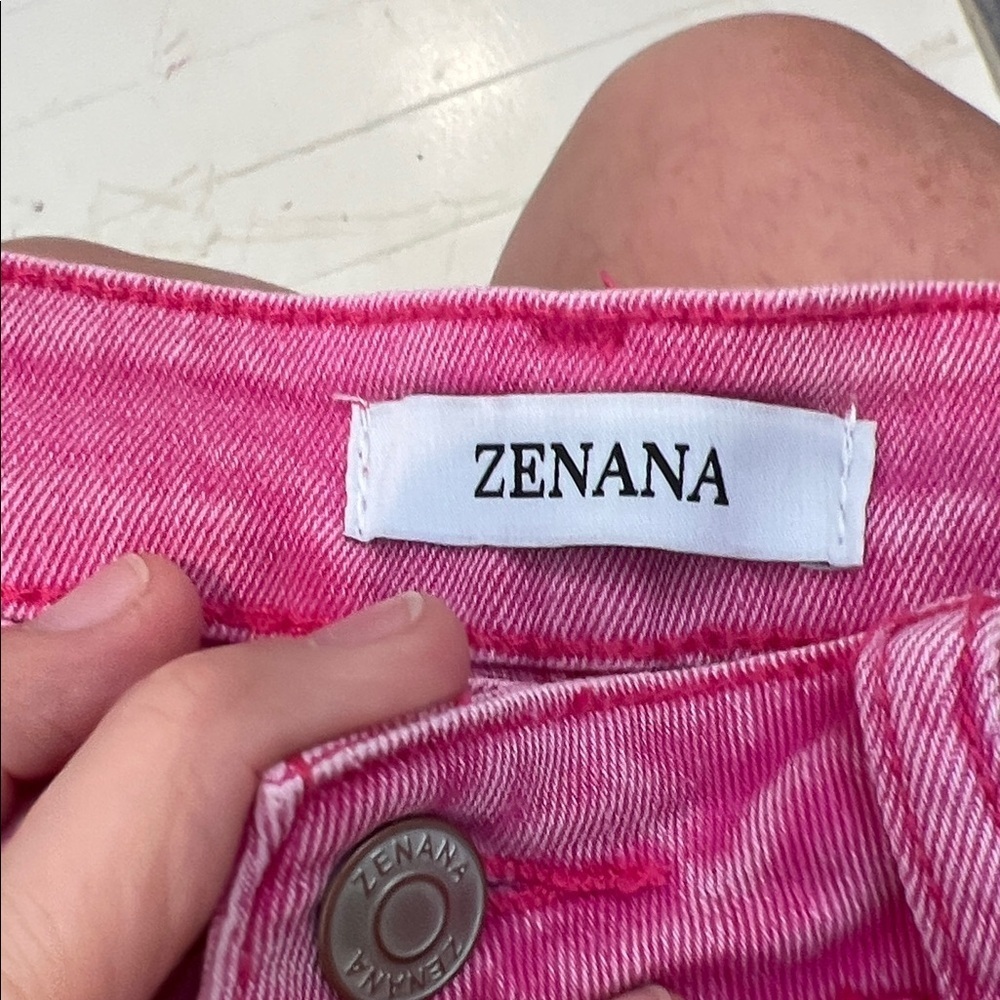 Zenana Outfitters Pink acid washed Denim Mini Skirt size medium. - Picture 7 of 9
